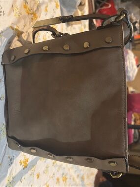 Simply Noelle Brown Faux Leather Studded Messenger Bag